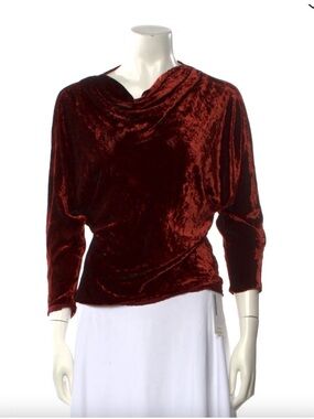 NWOT A.L.C. Rust Velvet Draped Blouse